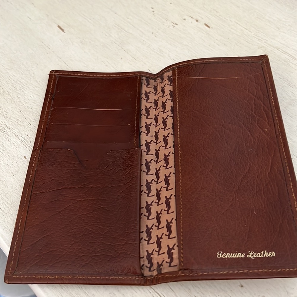 Vintage YSL Yves Saint Laurent brown wallet checkbook leather - Picture 6 of 8